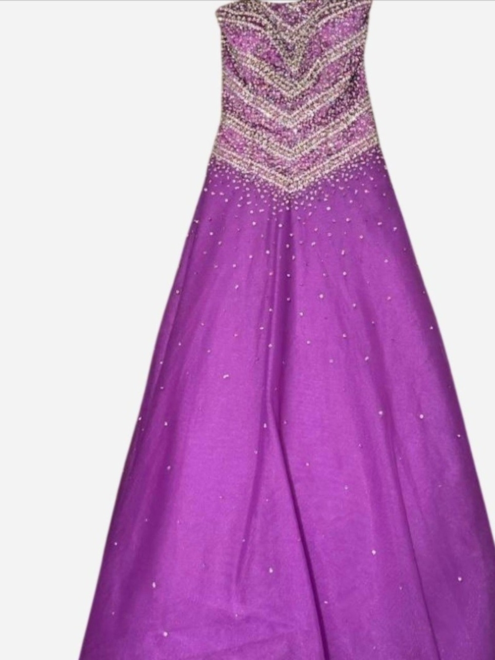 Tiffany Designs Strapless Beaded Purple Prom Gown